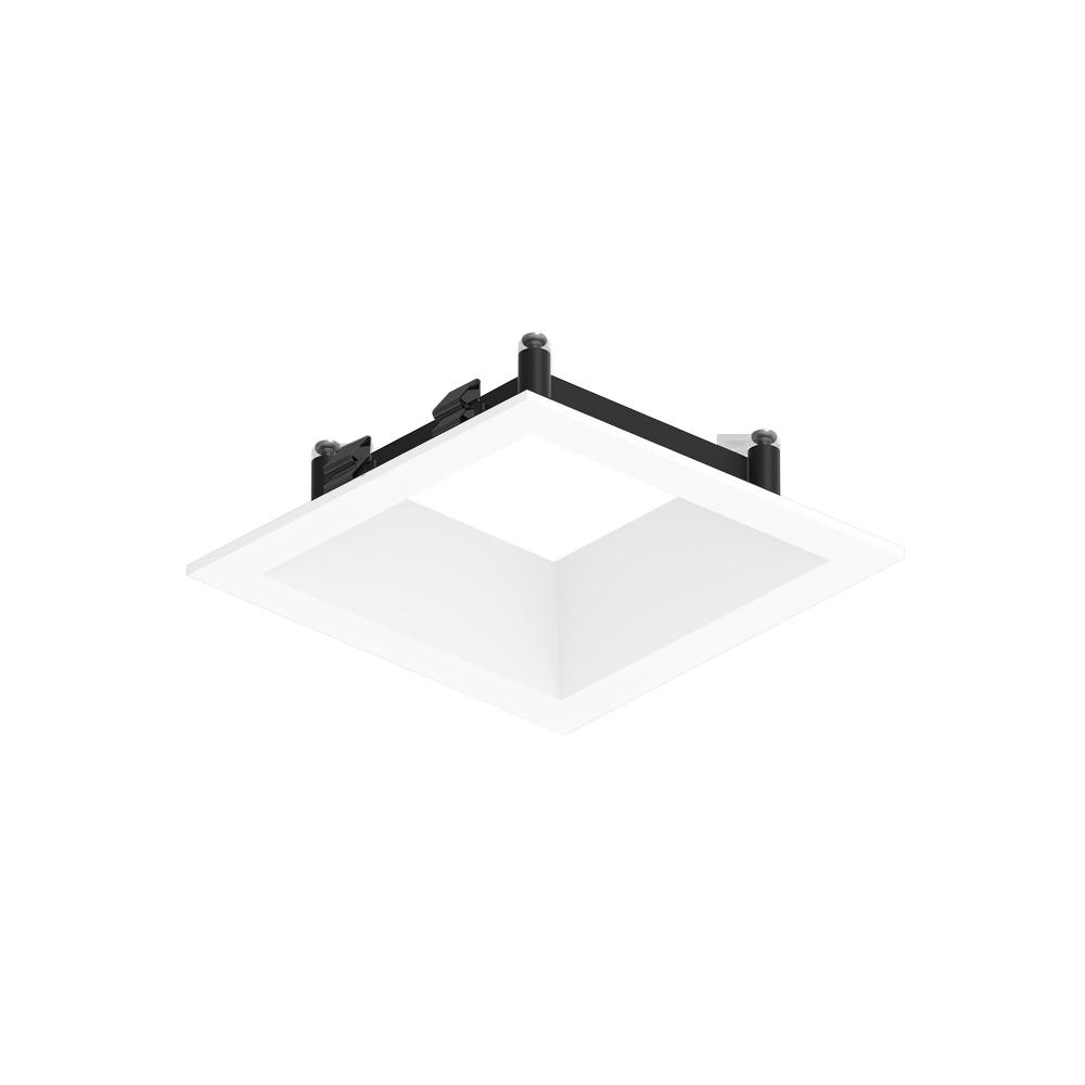 3" Apollo Square Flanged Downlight Trim, Matte Powder White Finish