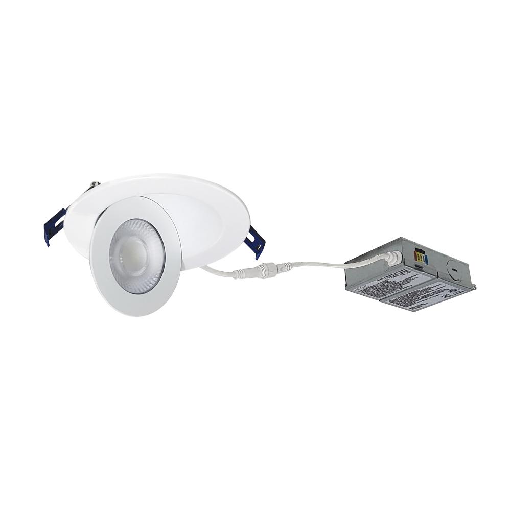 4" M-Curve Can-less Adjustable LED Downlight, Selectable CCT, 900lm / 9W, Matte Powder White