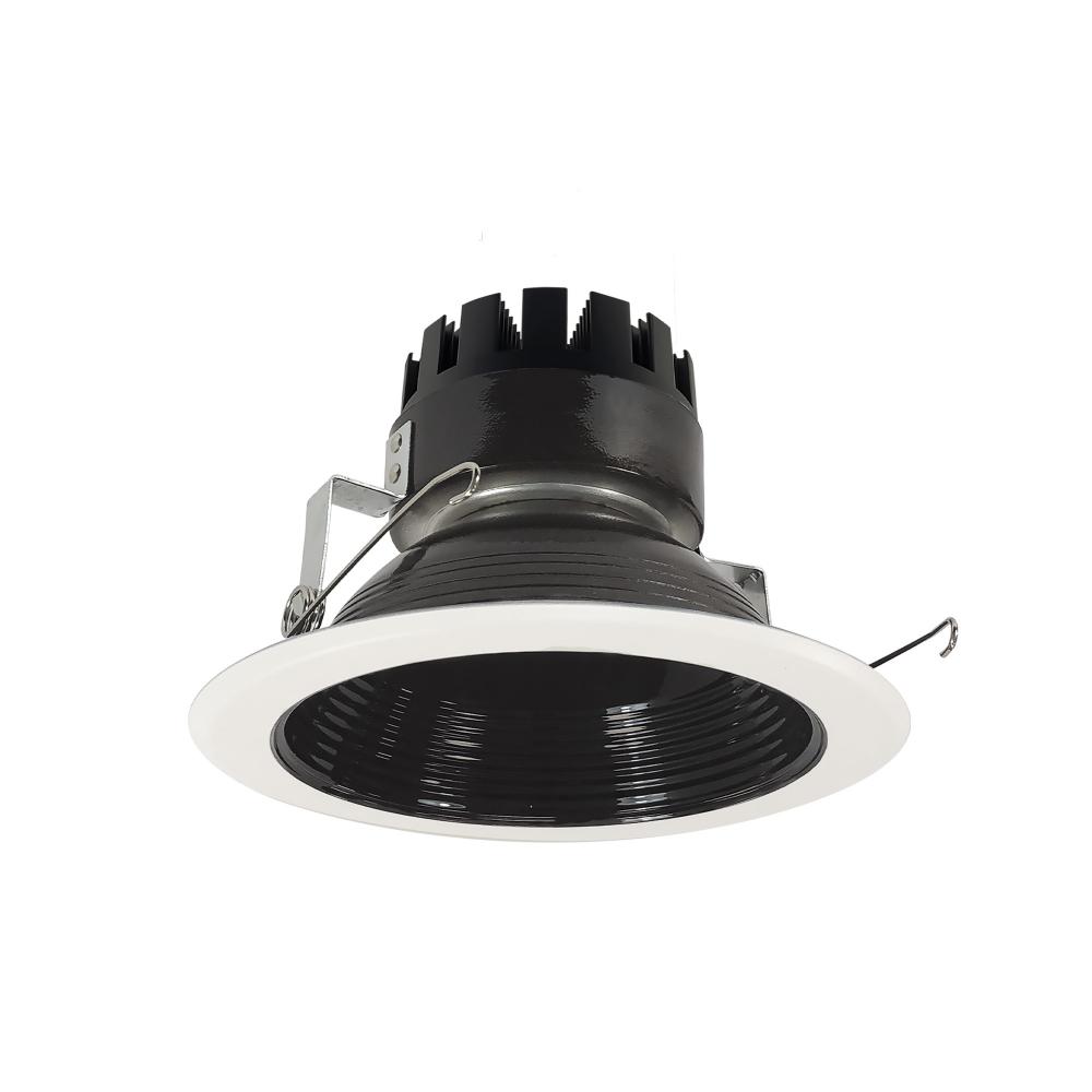 6" Marquise III Round Baffle, 900lm, 3000K, Flood Optic, Black Baffle/White Flange