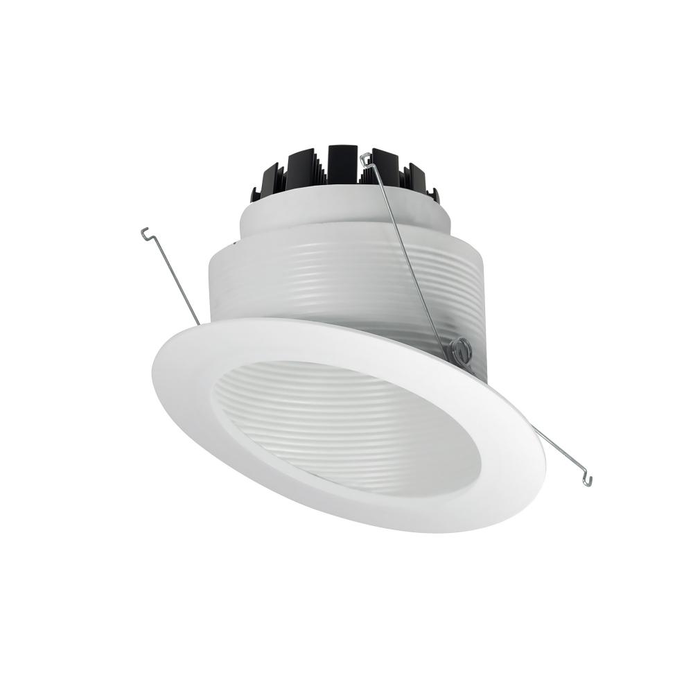 6" Marquise III Round Slope Baffle, 1200lm, 4000K, Flood Optic, White Baffle/White Flange