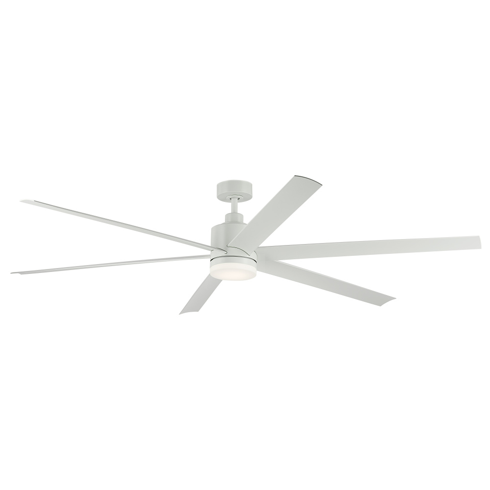 80 Inch Loa Ceiling Fan with Satin Etch Cased Opal Glass in Matte White with White Blades