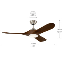 Kichler 310552NI - 52" Mylo Ceiling Fan w/ Satin Etch Cased Opal Glass in Brushed Nickel w/ Natural Walnut Wood Bla