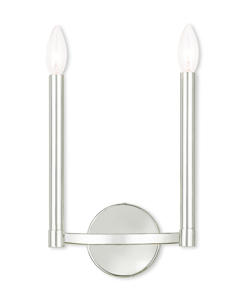 2 Light Polished Nickel Wall Sconce