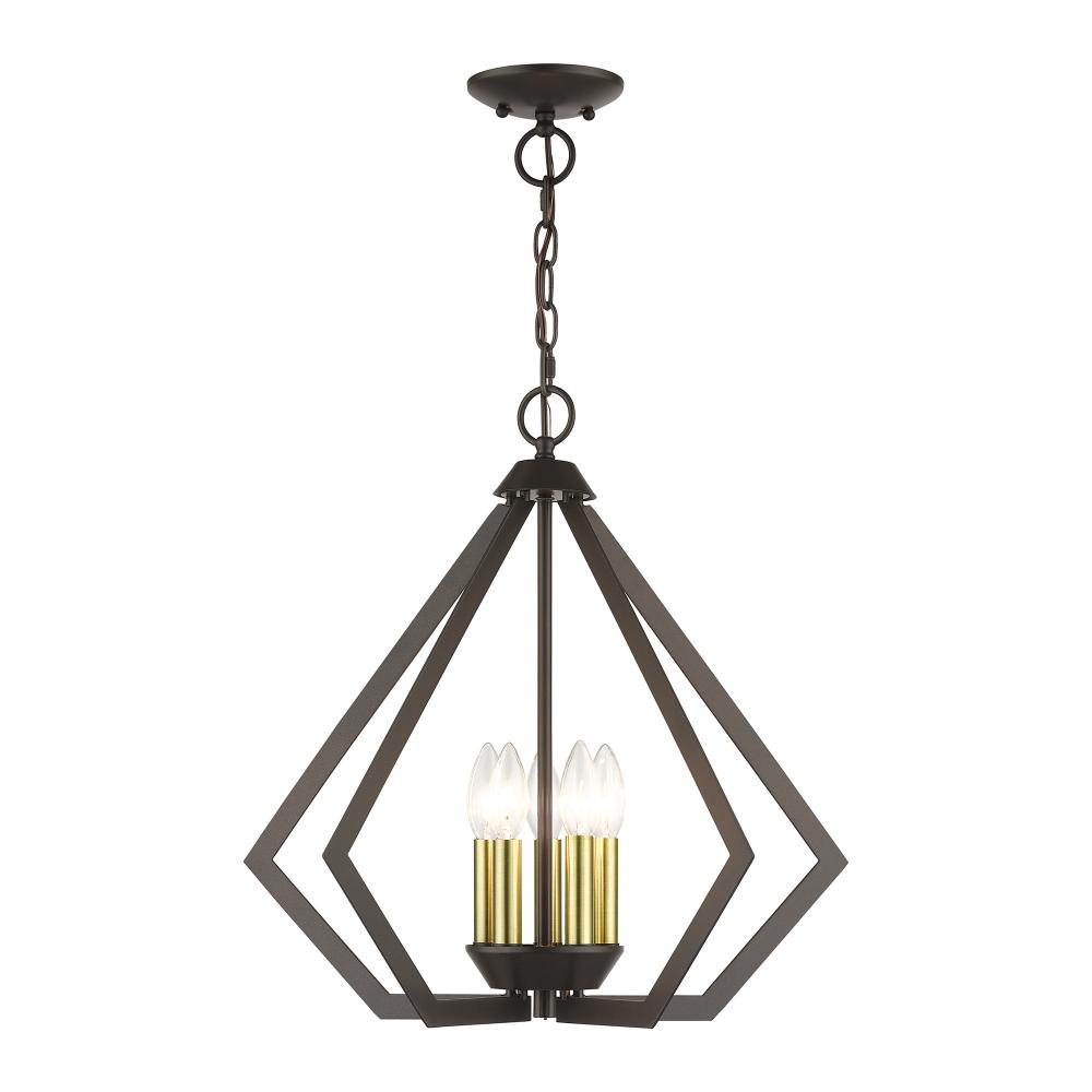 5 Light English Bronze Chandelier with Antique Brass Finish Accents