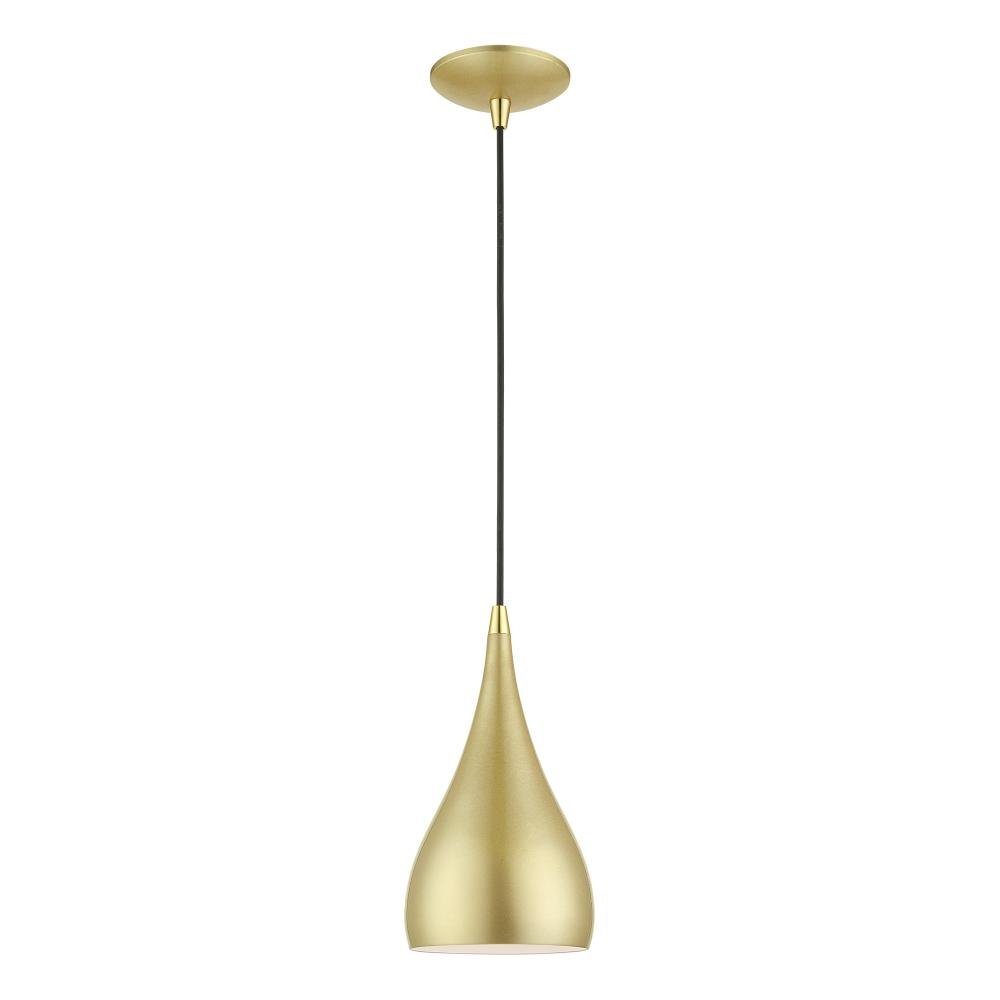 1 Light Soft Gold with Polished Brass Accents Mini Pendant