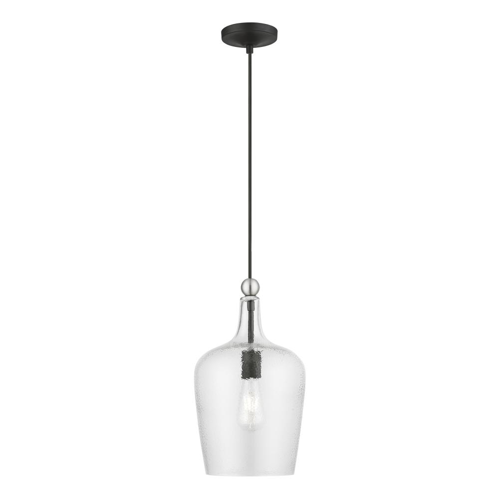 1 Light Black with Brushed Nickel Accent Single Pendant