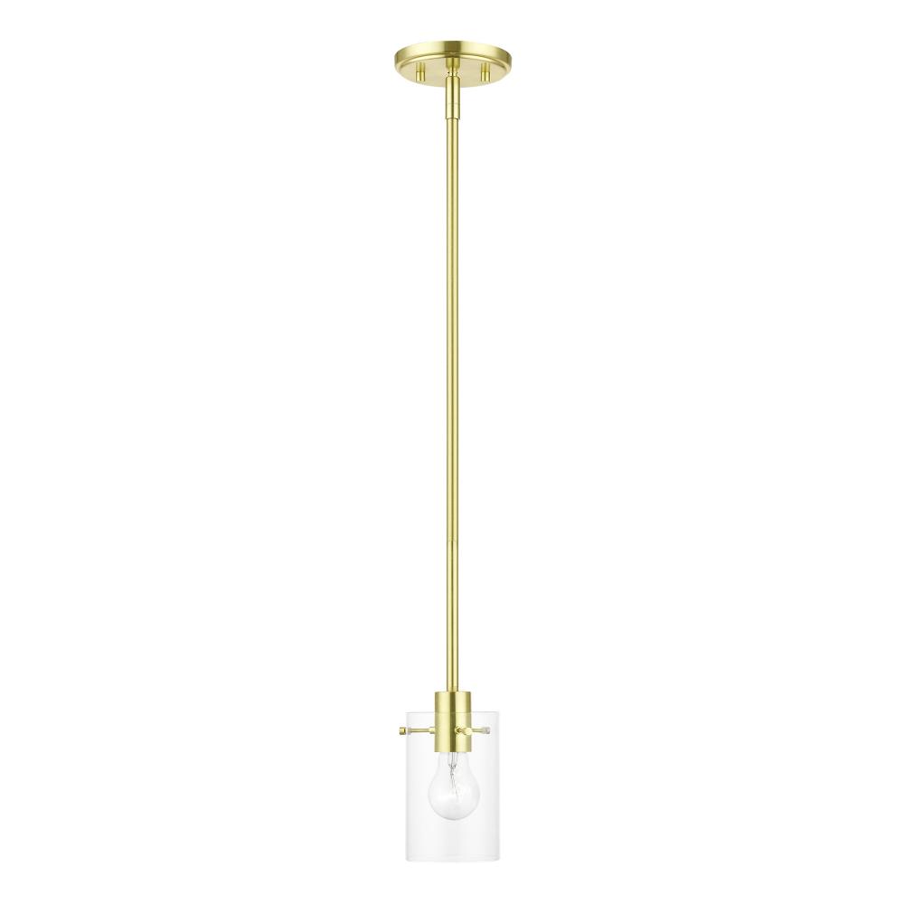 1 Light Satin Brass Single Pendant