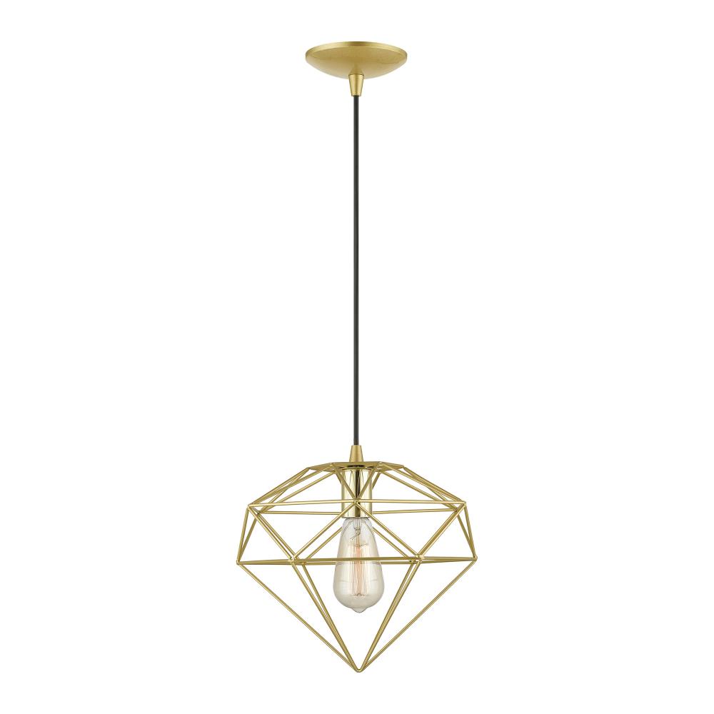 1 Light Soft Gold with Polished Brass Accents Pendant