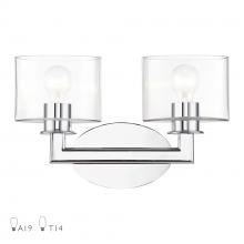 Livex Lighting 17912-05 - 2 Light Polished Chrome Vanity Sconce with Mouth Blown Clear Glass