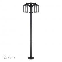 Livex Lighting 20597-04 - Multi Head Black Outdoor Post Light with Brushed Nickel Accents and Clear Glass