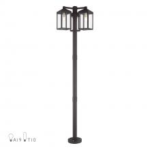 Livex Lighting 20597-07 - Multi Head Bronze Outdoor Post Light with Antique Brass Accents and Clear Glass