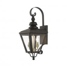 Livex Lighting 27372-07 - 2 Light Bronze Outdoor Medium Wall Lantern with Antique Brass Finish Cluster