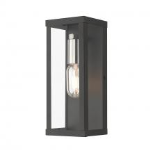 Livex Lighting 28032-04 - 1 Light Black Outdoor ADA Medium Wall Lantern with Brushed Nickel Finish Accents