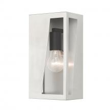 Livex Lighting 28932-91 - 1 Light Brushed Nickel Outdoor Medium ADA Wall Lantern with Black Finish Accents