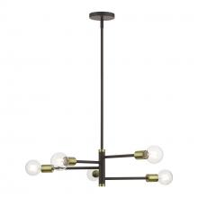 Livex Lighting 45865-07 - 5 Light Bronze Chandelier with Antique Brass Accents
