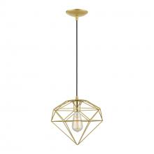 Livex Lighting 49152-33 - 1 Light Soft Gold with Polished Brass Accents Pendant
