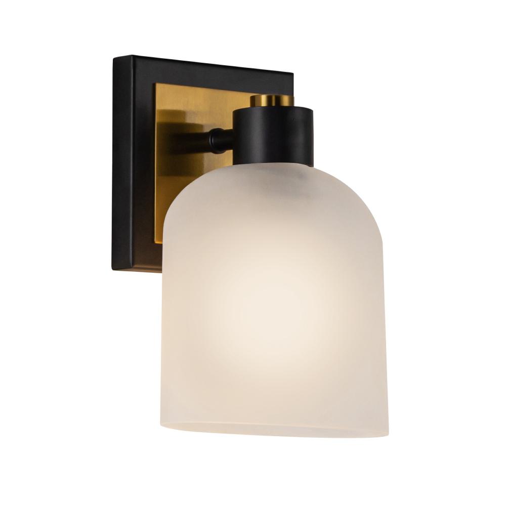 Lyndon Collection 1-Light Bathroom Sconce Black and Brushed Brass