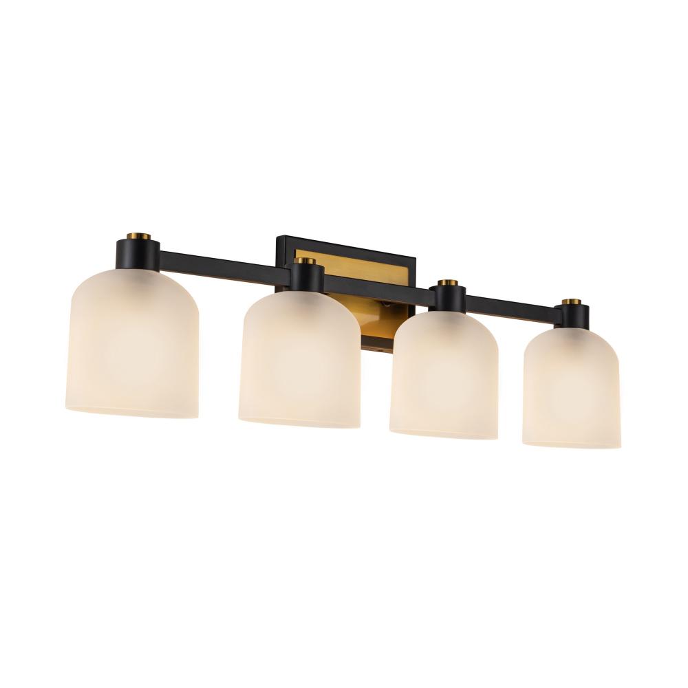 Lyndon Collection 4-Light Bathroom Black and Brushed Brass