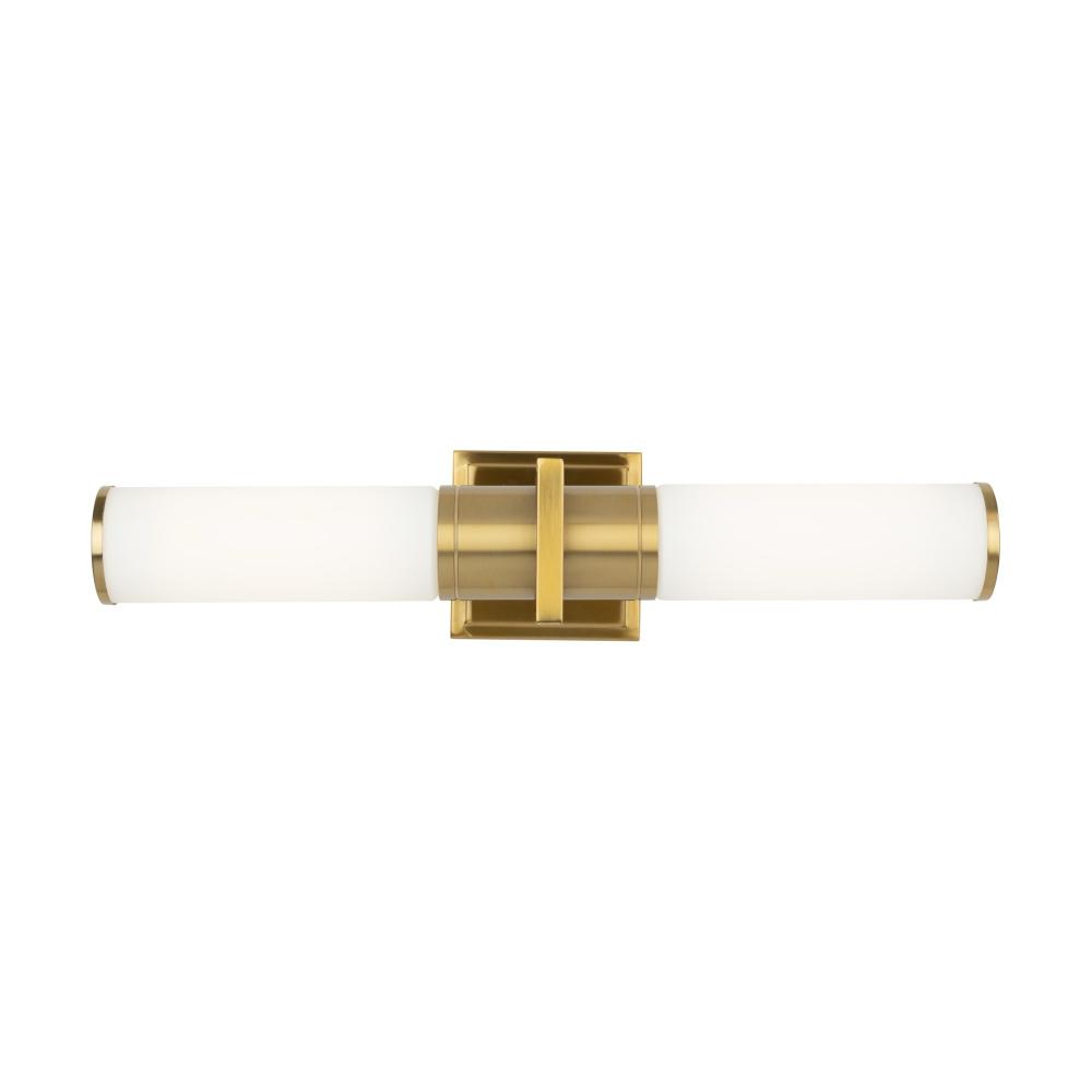 Positano Collection 2-Light Bathroom Vanity Light Brushed Brass and White Glass