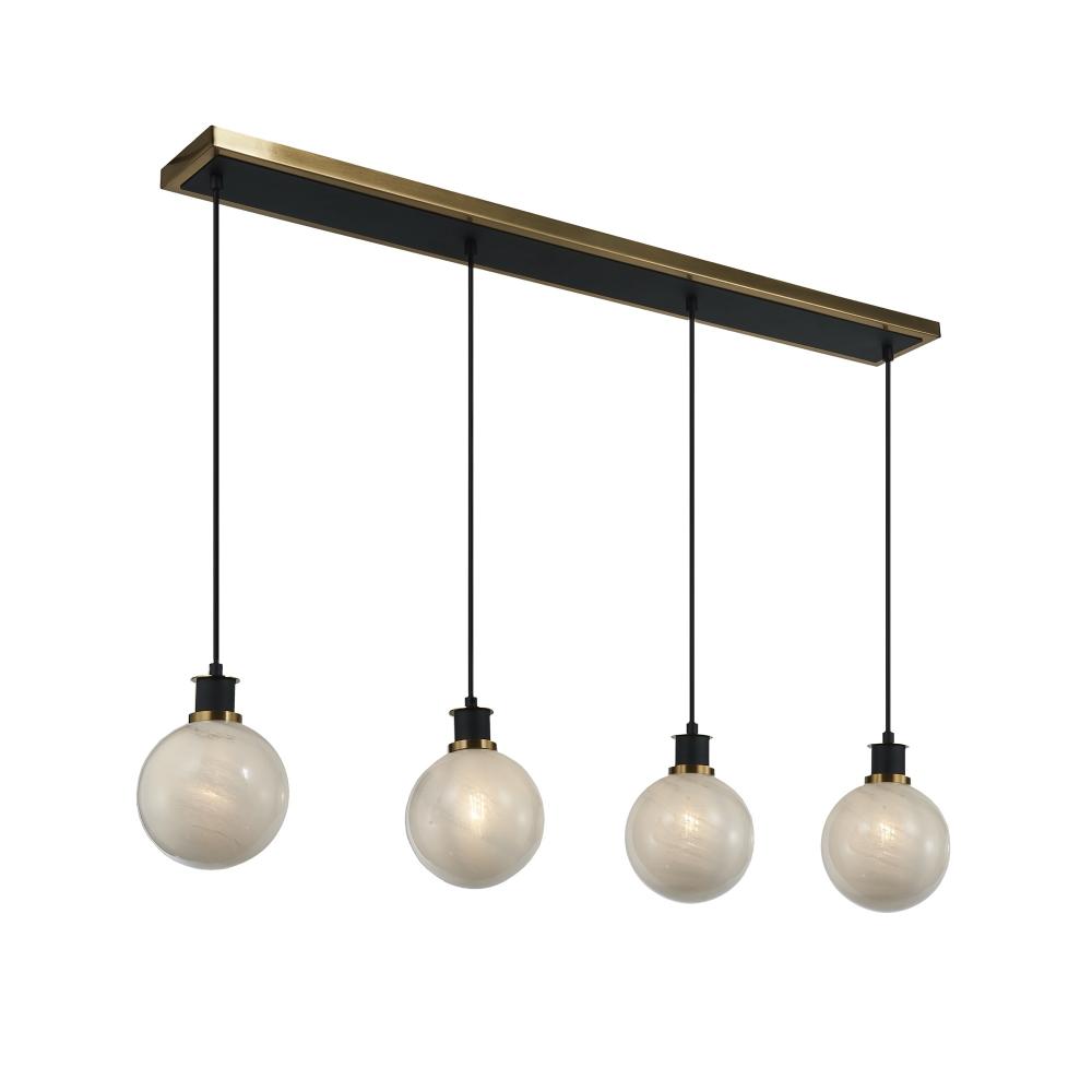 Gem Collection 4-Light Island/Pool Table Black and Brushed Brass