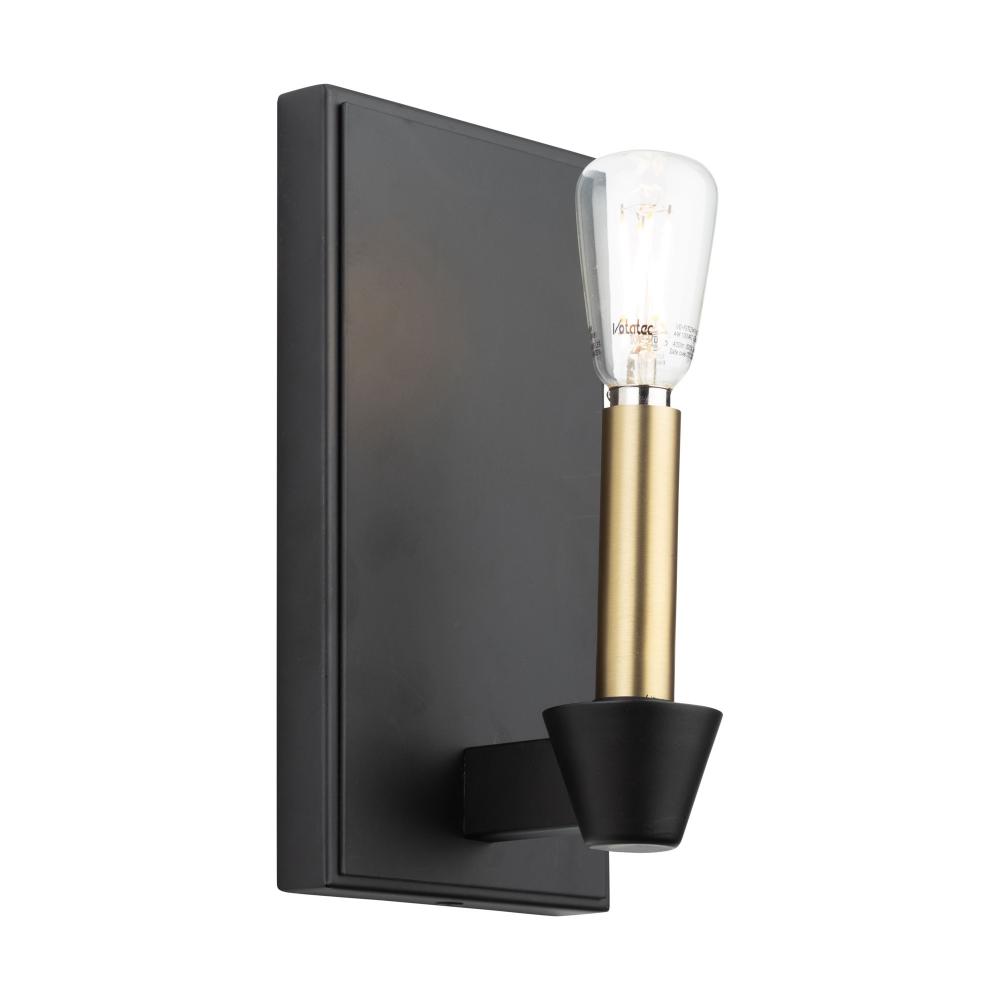 Notting Hill Collection 1-Light Sconce Black and Brushed Brass