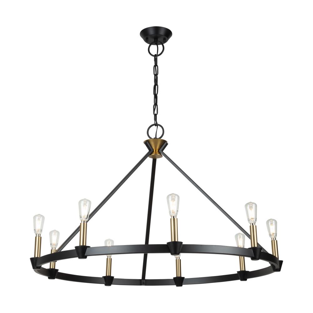 Notting Hill Collection 9-Light Chandelier Black and Brushed Brass