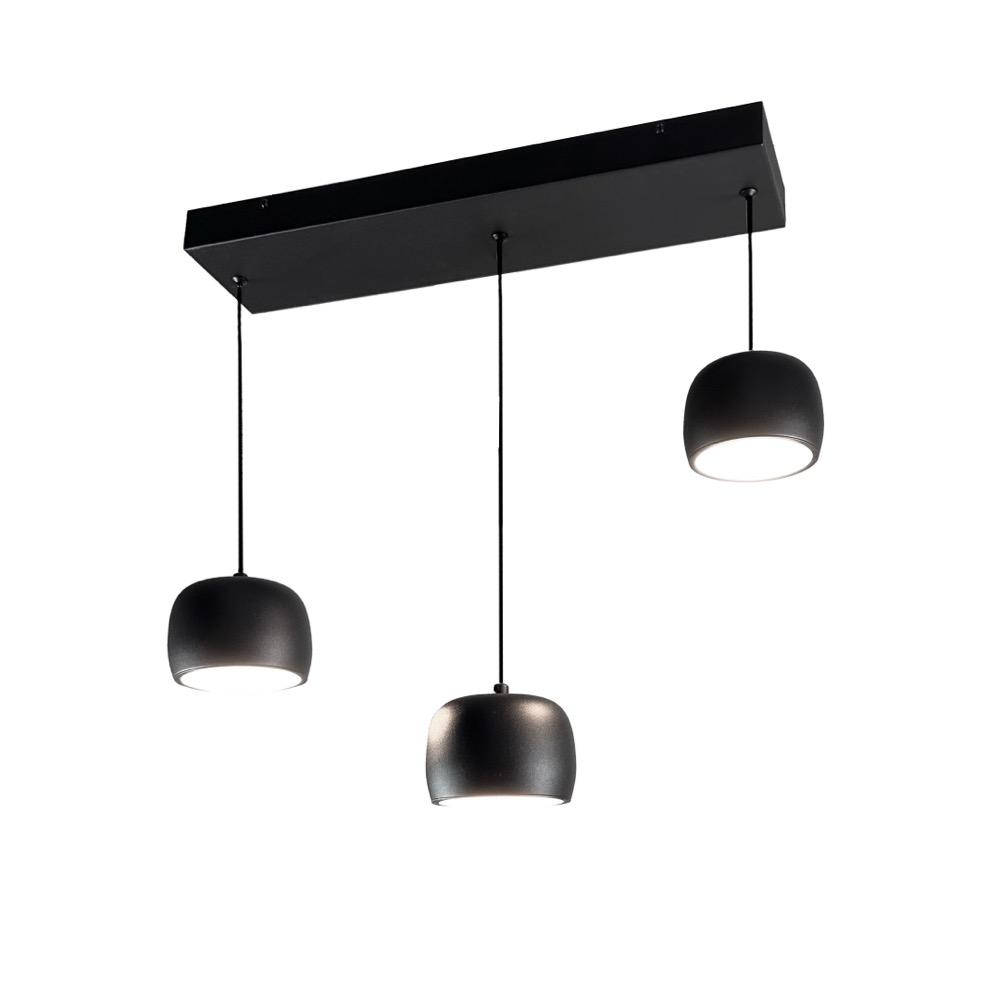 Onyx Collection Integrated LED 3-Light Pendant, Black
