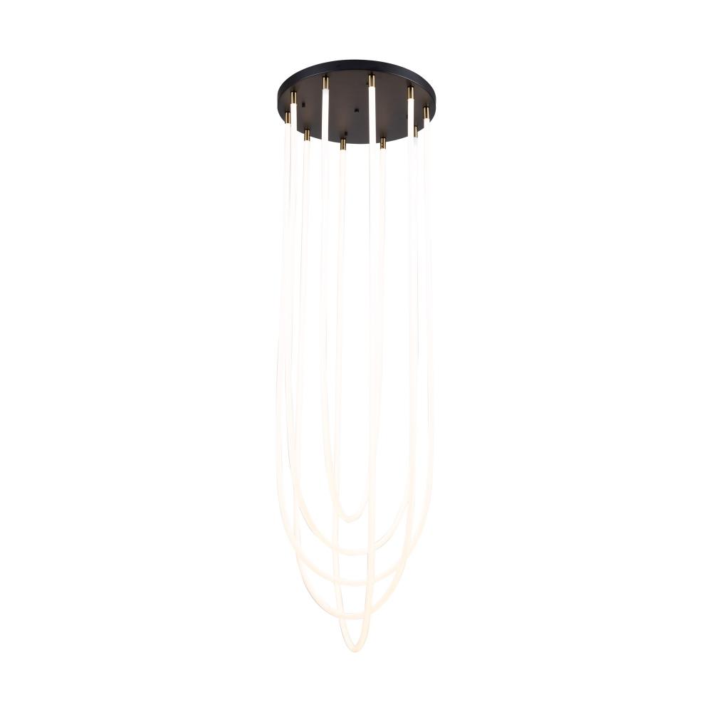 Cascata Collection 5-Light Chandelier Black and Brushed Brass