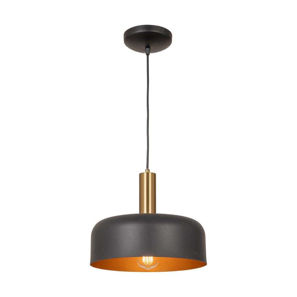 Orsa Collection 1-Light Pendant Black and Brushed Brass