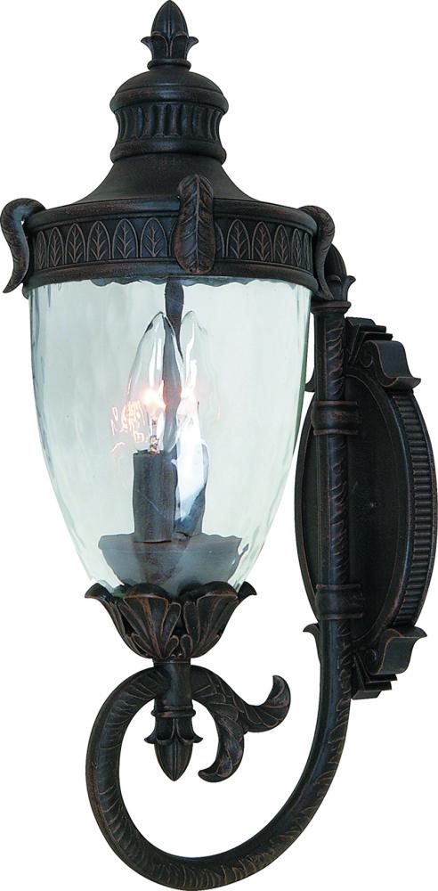 Three Light Bronze Clear Seeded Ribbed Glass Wall Lantern