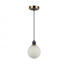 Artcraft AC11870WH - Gem Collection 1-Light Pendant with White Glass Black and Brushed Brass