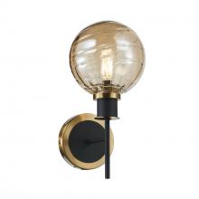 Artcraft AC11871AM - Gem Collection 1-Light Sconce with Amber Glass Black and Brushed Brass