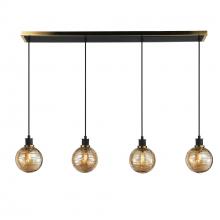 Artcraft AC11874AM - Gem Collection 4-Light Island/Pool Table with Amber Glass Black and Brushed Brass