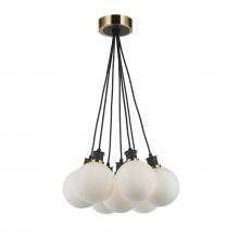 Artcraft AC11877WH - Gem Collection 7-Light Pendant with White Glass Black and Brushed Brass