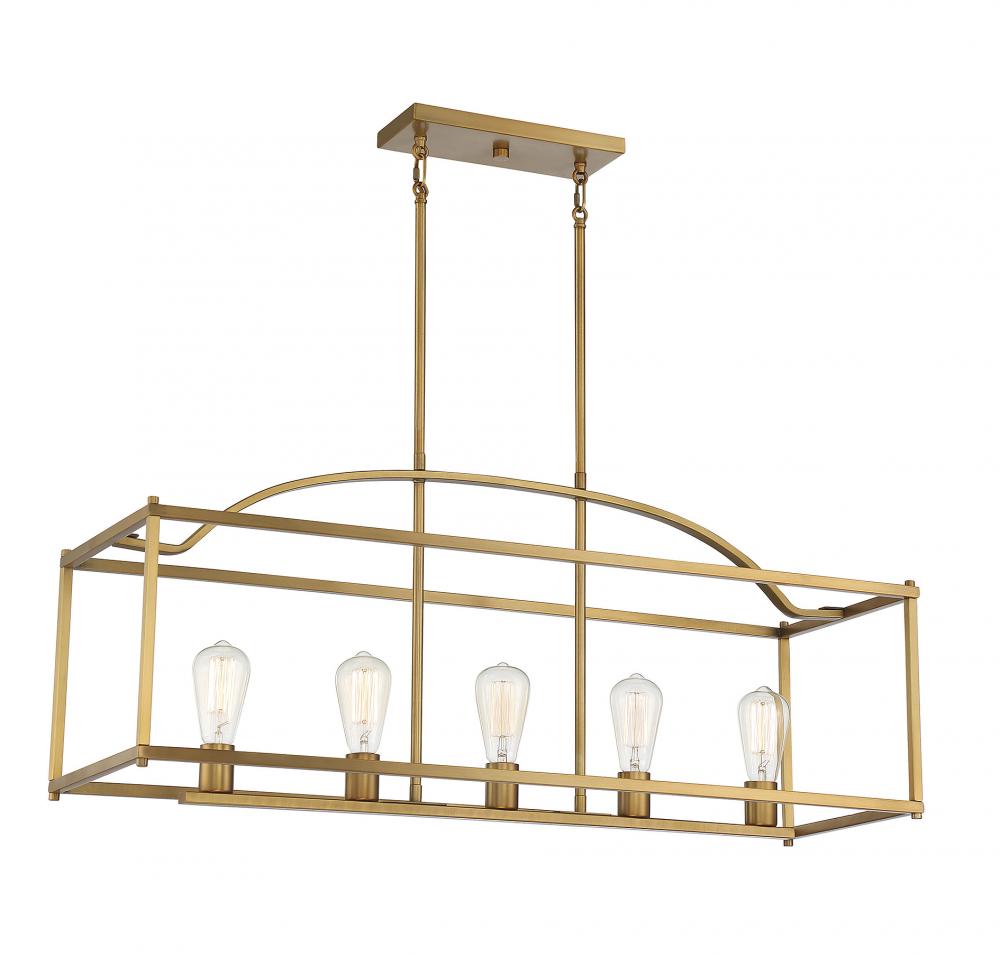 Palladian 5-Light Linear Chandelier in Warm Brass