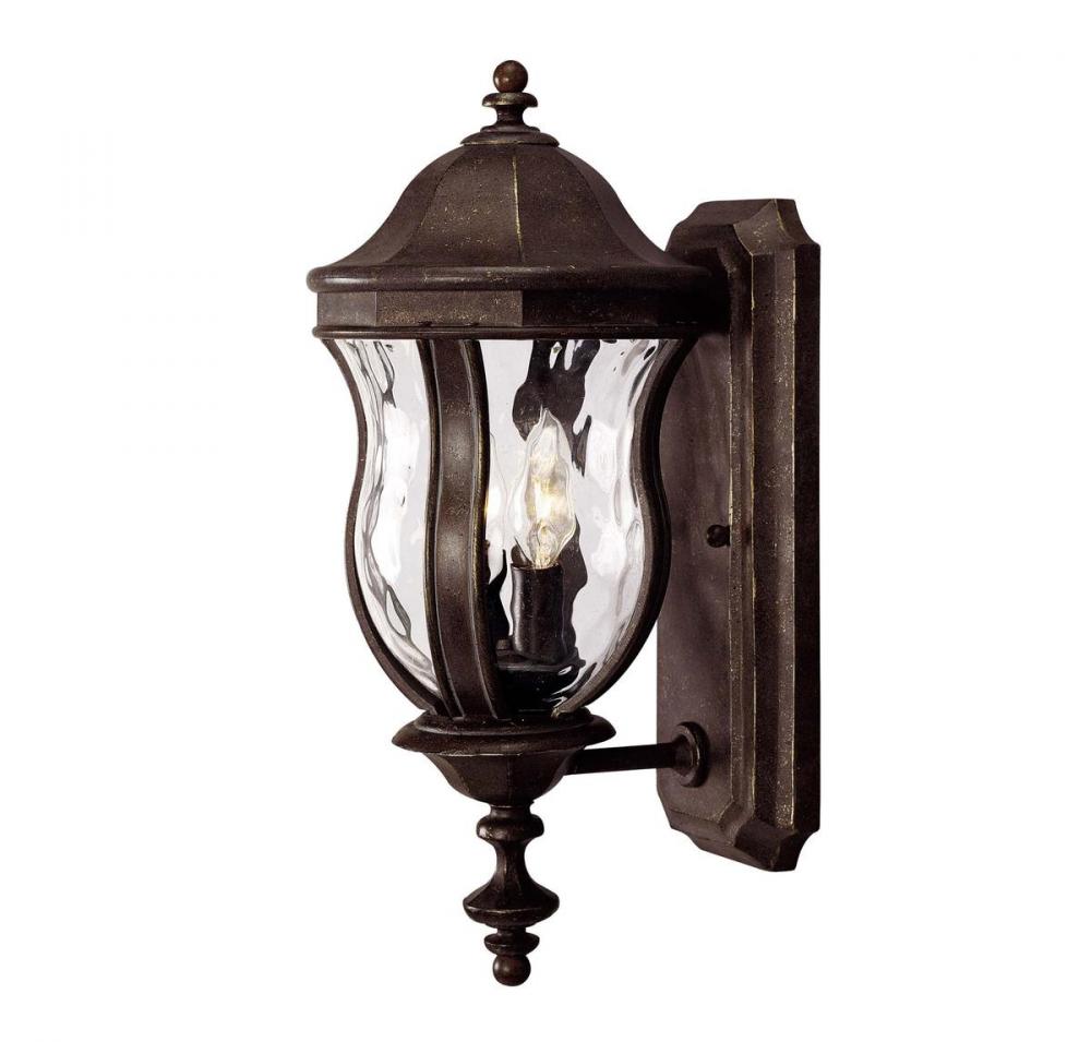 Monticello 2-Light Outdoor Wall Lantern in Walnut Patina