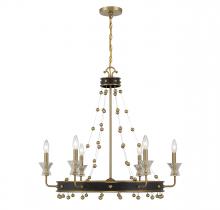 Savoy House 1-3804-6-143 - Iris 6-light Chandelier In Matte Black With Warm Brass Accents