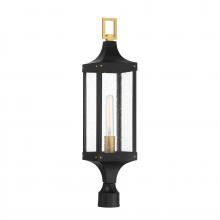 Savoy House 5-278-144 - Glendale 1-Light Outdoor Post Lantern in Matte Black and Weathered Brushed Brass