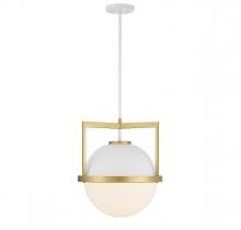 Savoy House 7-4600-1-142 - Carlysle 1-Light Pendant in White with Warm Brass Accents