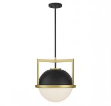 Savoy House 7-4600-1-143 - Carlysle 1-Light Pendant in Matte Black with Warm Brass Accents