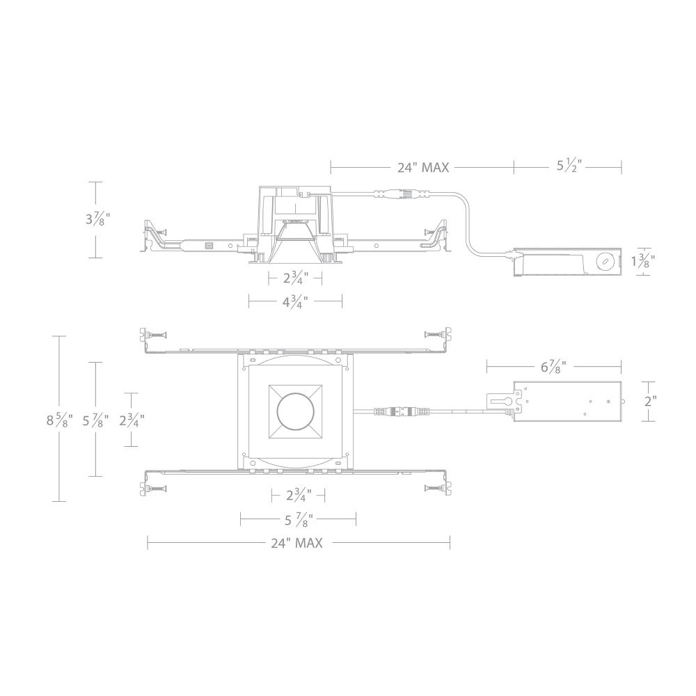 Ocular 3.0 Dim-to-Warm Square Downlight Trim and Remodel Housing with New Construction Frame-In Ki