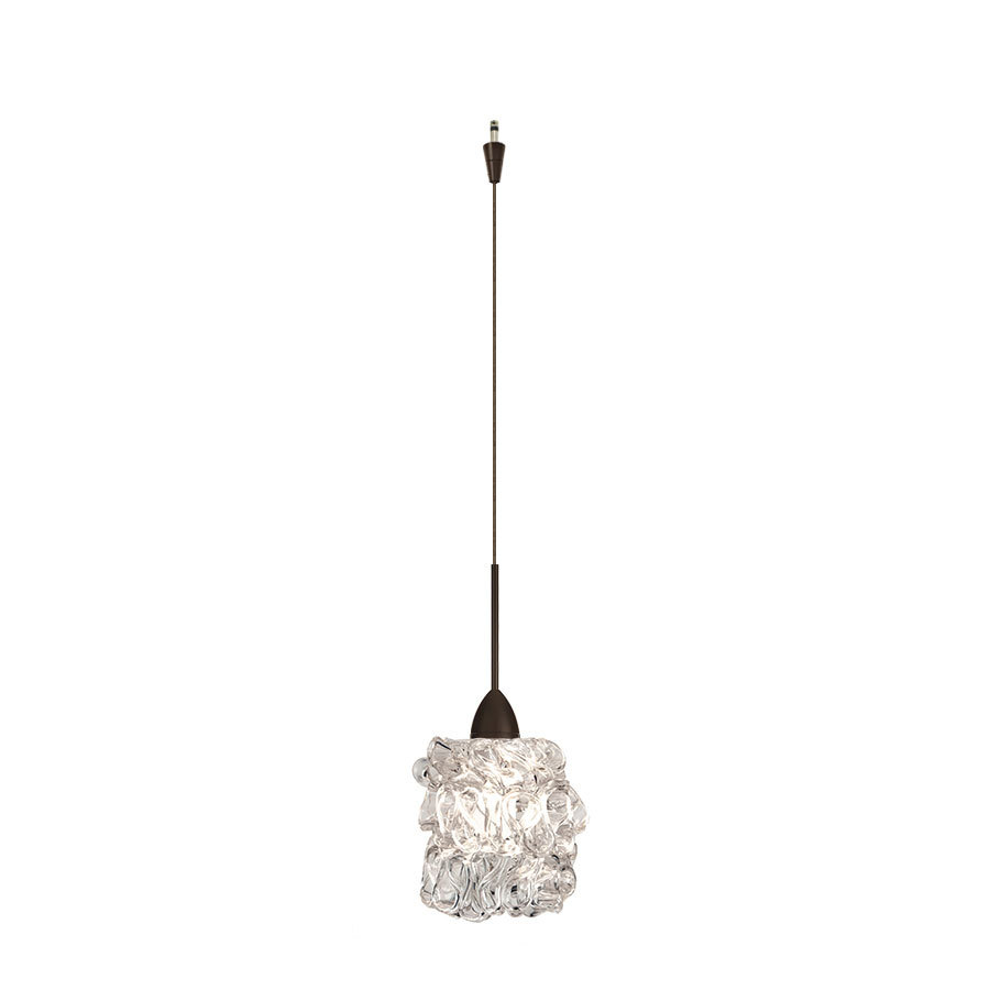 Candy LED 1 Light Quick Connect Pendant with Clear Ribbon Piastra Glass in Dark Bronze