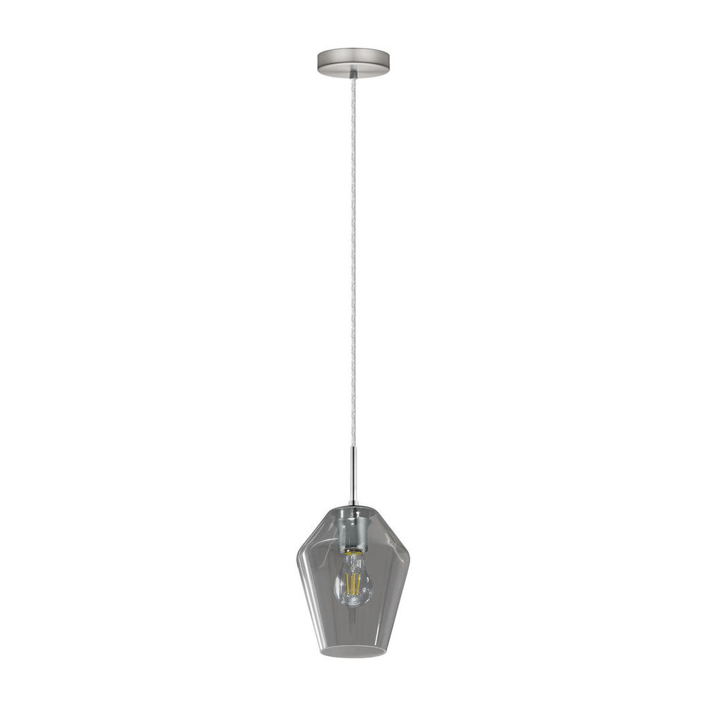 1 LT Pendant w/ Matte Nickel Finish & Smoked Glass Shade