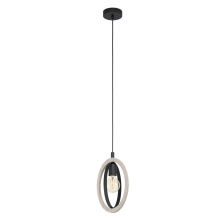 Eglo 43461A - 1 LT Open Bulb Mini Pendant w/ a Natural Wood and Black Finish.