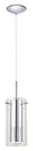 Eglo 91326A - 1 LT Mini Pendant w/ Chrome Finish & Chrome Cylinder Surrounded by Clear Glass