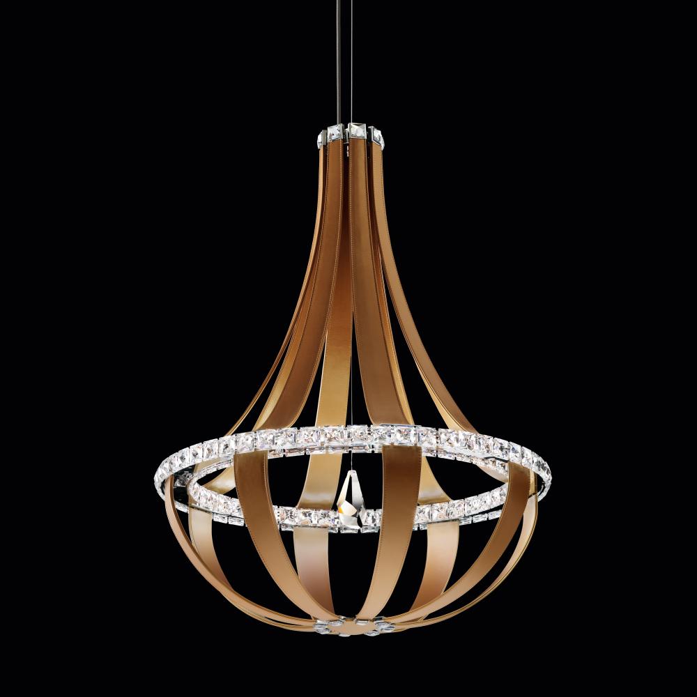 Crystal Empire LED 36in 120V Pendant in Grizzly Black Leather with Clear Radiance Crystal