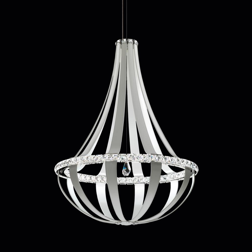 Crystal Empire LED 45in 120V Pendant in White Pass Leather with Clear Radiance Crystal