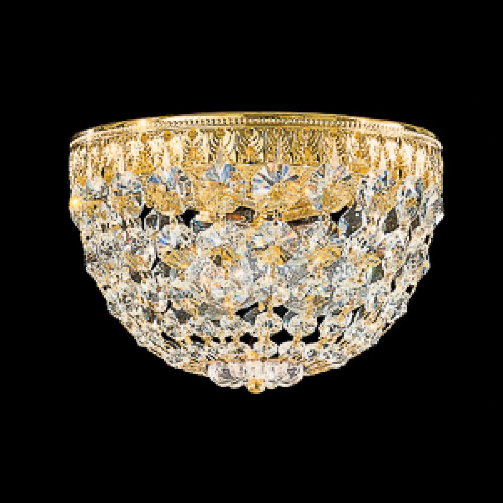 Petit Crystal 3 Light 110V Close to Ceiling in Rich Auerelia Gold with Clear Crystals From Swarovs