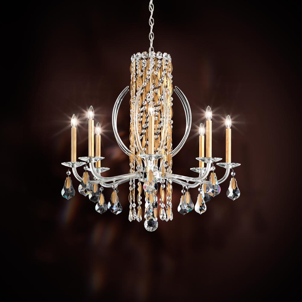 Siena 8 Light 120V Chandelier in Antique Silver with Clear Heritage Handcut Crystal