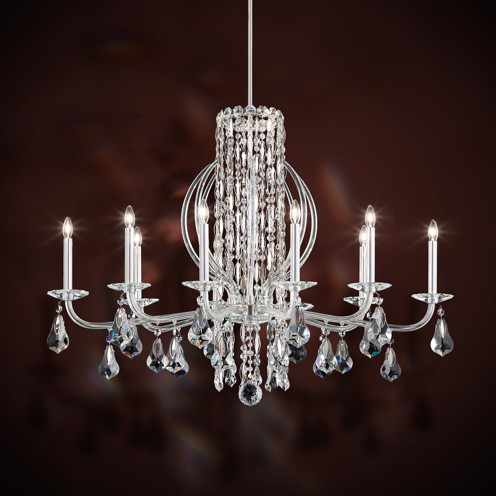 Siena 10 Light 120V Chandelier in Antique Silver with Clear Heritage Handcut Crystal
